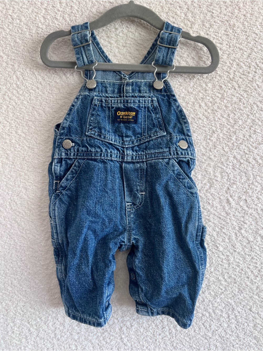 Osh Kosh B’Gosh Vintage Retro Baby Blue Denim Overalls Size 0-3 Months